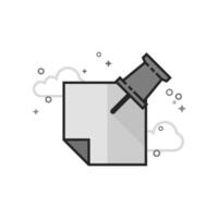 Sticky note icon in flat outlined grayscale style illustration vector