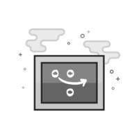 Chalkboard with arrow doodle icon in flat outlined grayscale style vector