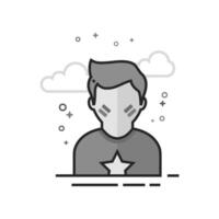 Football fans avatar icon in flat outlined grayscale style illustration vector