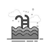 Swimming pool icon in flat outlined grayscale style illustration vector