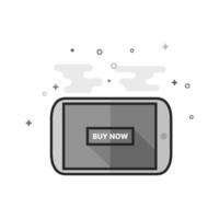 Tablet PC icon in flat outlined grayscale style vector