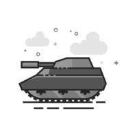 Tank icon in flat outlined grayscale style vector