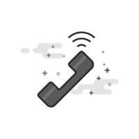 Wireless phone icon in flat outlined grayscale style illustration vector
