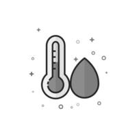 Thermometer icon in flat outlined grayscale vector