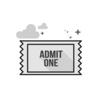 Ticket icon in flat outlined grayscale style illustration vector