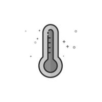 Thermometer icon in flat outlined grayscale style vector