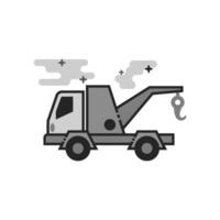 Tow icon in flat outlined grayscale style illustration vector