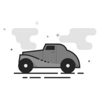 Vintage car icon in flat outlined grayscale style vector
