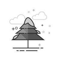 Pine tree icon in flat outlined grayscale style illustration vector