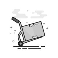 Logistic trolley icon in flat outlined grayscale style illustration vector