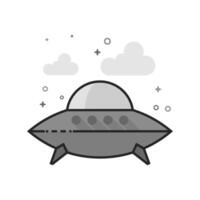 Flying saucer icon in flat outlined grayscale style illustration vector