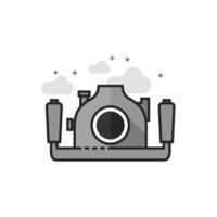Underwater camera icon in flat outlined grayscale style illustration vector