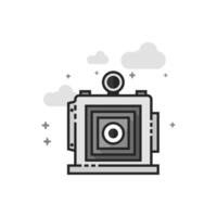 Large format camera icon in flat outlined grayscale style illustration vector