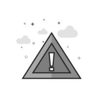 Warning sign icon in flat outlined grayscale vector