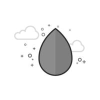 Water drop icon in flat outlined grayscale style illustration vector