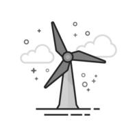 Wind turbine icon in flat outlined grayscale style illustration vector