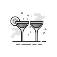 Wine glass icon in flat outlined grayscale style vector