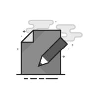 Document edit icon in flat outlined grayscale style illustration vector