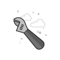 adjustable wrench icon in flat outlined grayscale style illustration vector