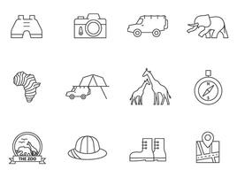 Safari icons in thin outlines illustration vector