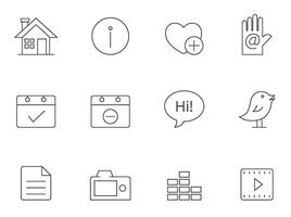 Icons set for personal portfolio website in thin outlines. vector