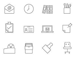 Office icon series in thin outlines illustration vector
