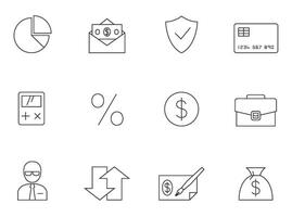 Finance icon series in thin outlines vector