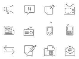 Communication icon series in thin outlines illustration vector