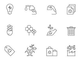 Environment icon series in thin outlines illustration vector