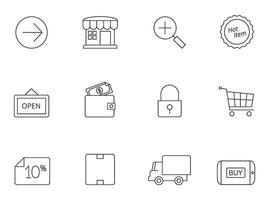 Ecommerce icon icon series in thin outlines illustration vector