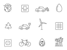 Environment icon series in thin outlines vector