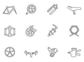 Bicycle part icons series in thin outlines illustration vector