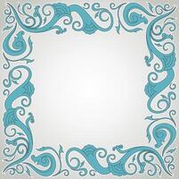 Floral ornament frame in blue with copy space vector