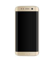Smart phone with edge display design. Gold platinum color with blank black display. vector