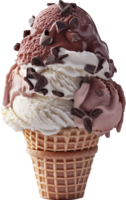 Vibrant Gelato Ice Cream in a Cone Isolated png