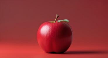 Vibrant red apple on matching background for freshness and simplicityVibrant red apple on matching background for freshness and simplicity. photo