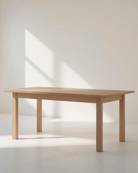 Rectangular Wooden Table Rustic Dining Table Light Brown Wood Empty TabletopRectangular Wooden Table Rustic Dining Table Light Brown Wood Empty Tabletop. photo