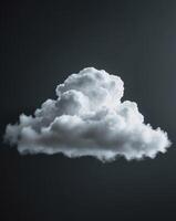 Single white cloud floating on a dark black backgroundSingle white cloud floating on a dark black background. photo