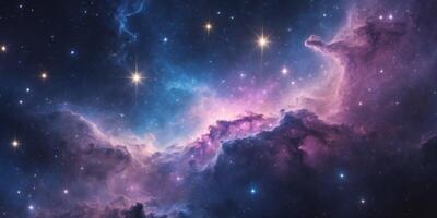 Vibrant Nebula in Deep Space with Bright Stars and Cosmic WonderVibrant Nebula in Deep Space with Bright Stars and Cosmic Wonder. photo