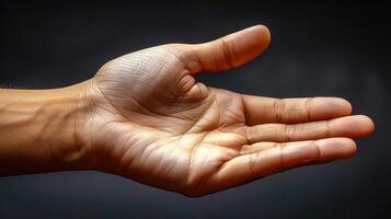 An open palm reaches out towards the viewer photo