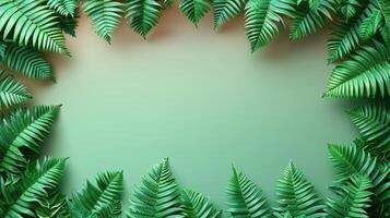 A vibrant green fern frame with a soft gradient background photo