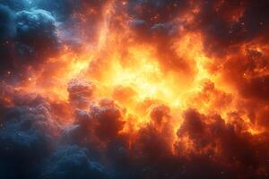 Fiery Cosmic Nebula - A Stunning Display of Interstellar Clouds and Colors for Space Art and Design photo