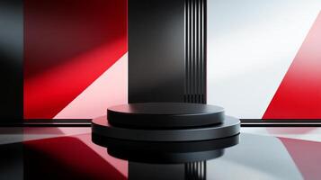 Modern podium setup for an award ceremony or event showcasing sleek design elements and bold colors photo