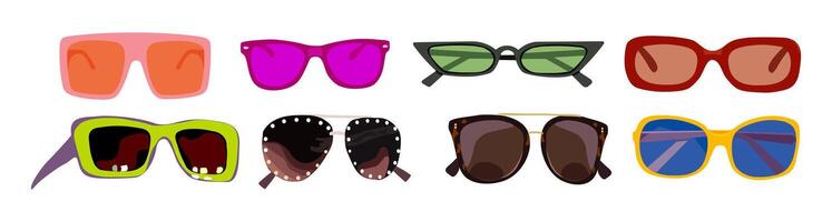 Set of fashion sunglasses art isolated. vector