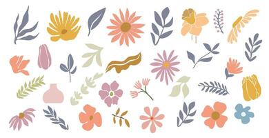 Set of hand drawn shapes, floral design elements. vector