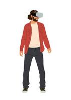 Man in virtual reality headset isolated. vector