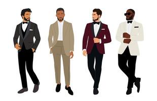 Different business men characters in formal outfit vector
