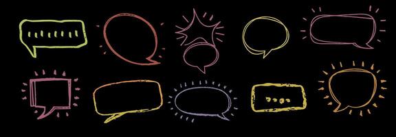 Set of hand drawn speech and thinking bubbles. vector