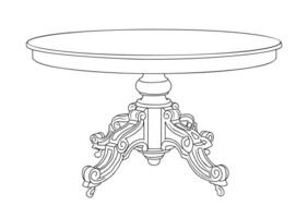 Hand-drawn sketch of antique table art. vector