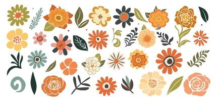 Set of abstract colorful Flower elements. vector